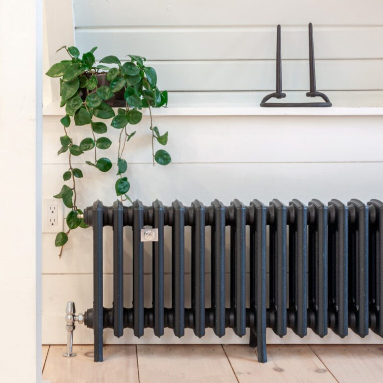 Bespoke cast iron radiator in upstate new york cabin